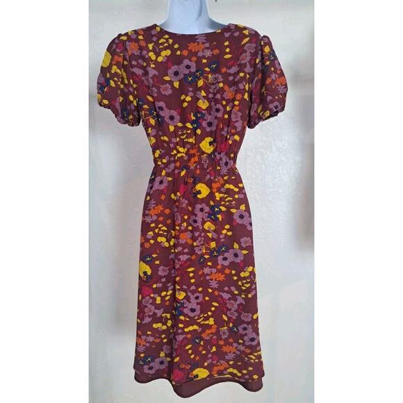 Modcloth Dress Sz M Empire Waist The Sweetest Occasion Purple Floral Midi Plum - Picture 7 of 12